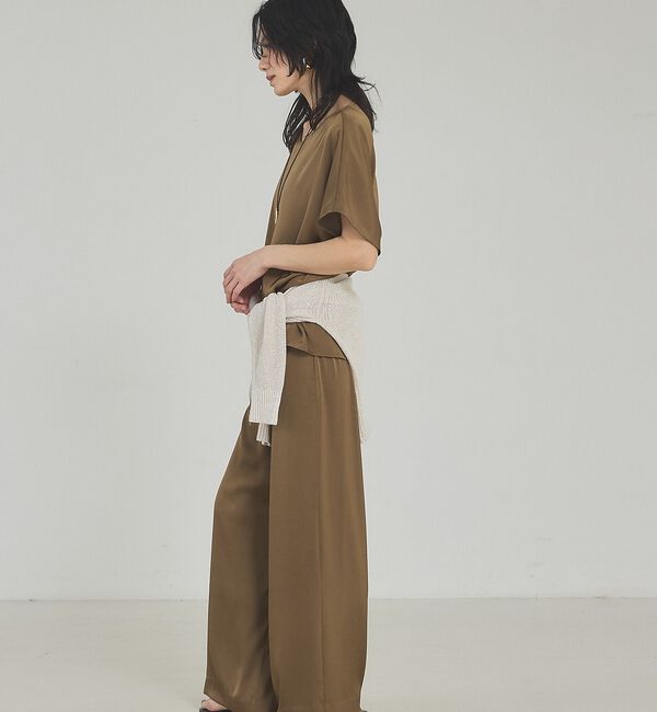 qualite「ブラック残りわずか予約受付中！【接触冷感・吸水速乾】クールサテンパンツ/セットア」|その他|