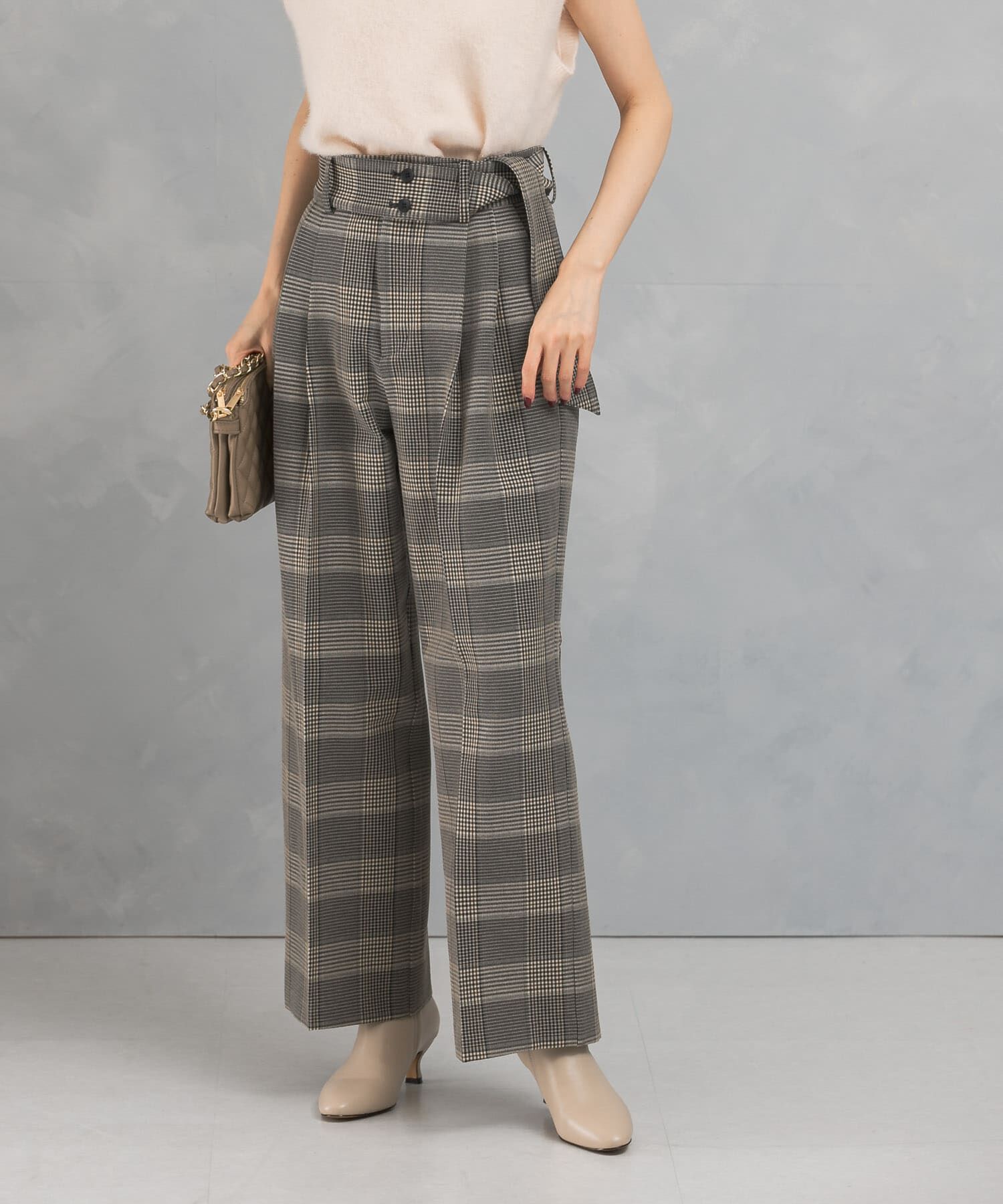 URBAN RESEARCH ROSSO「チェックベルトパンツ」|その他|ブラック系その他