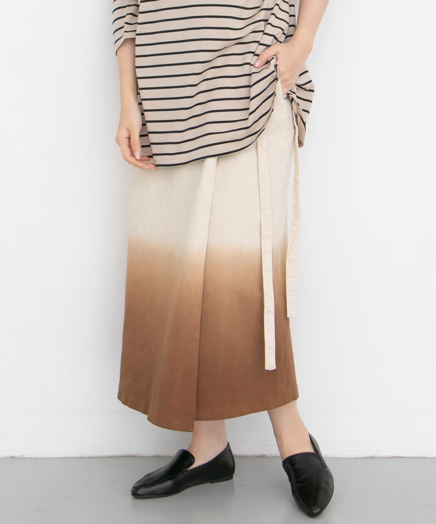  「グラデーションディップダイスカート&there4;」|スカート|ブラウン