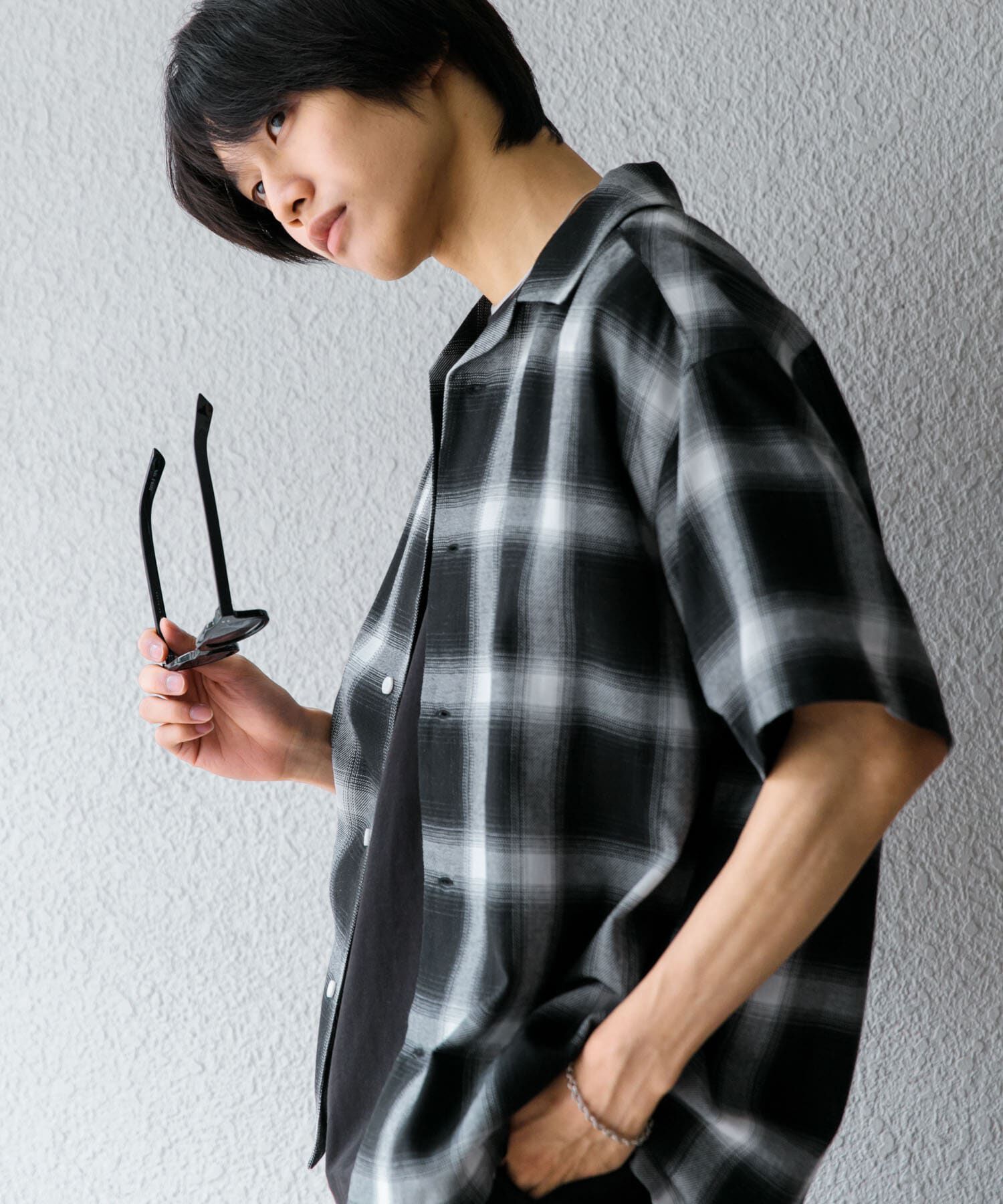 SENSE OF PLACE by URBAN RESEARCH「『Sサイズあり』『ユニセックス』オンブレチェックオープンカラーシャツ」|シャツ・ブラウス|