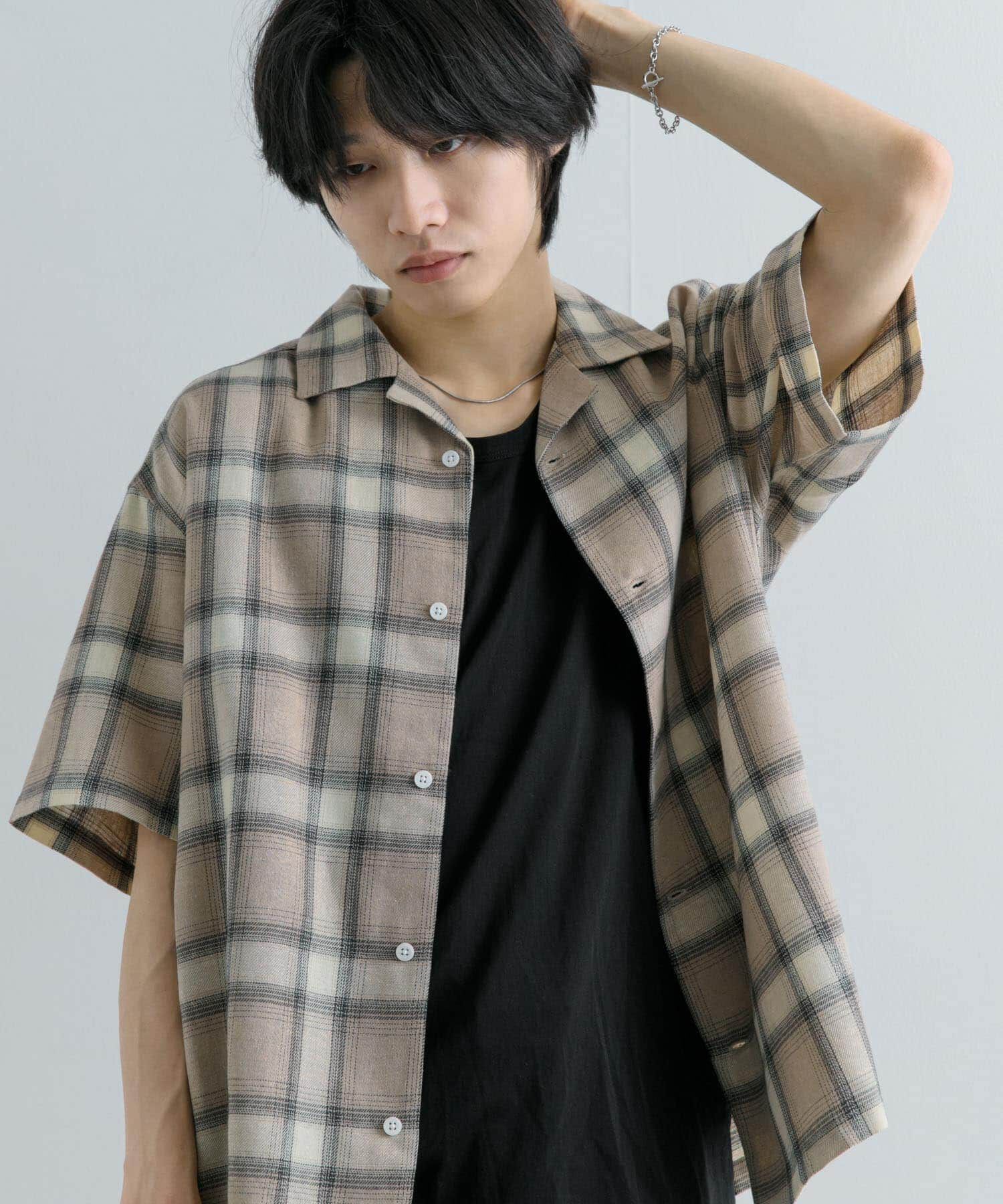 SENSE OF PLACE by URBAN RESEARCH「『Sサイズあり』『ユニセックス』オンブレチェックオープンカラーシャツ」|シャツ・ブラウス|
