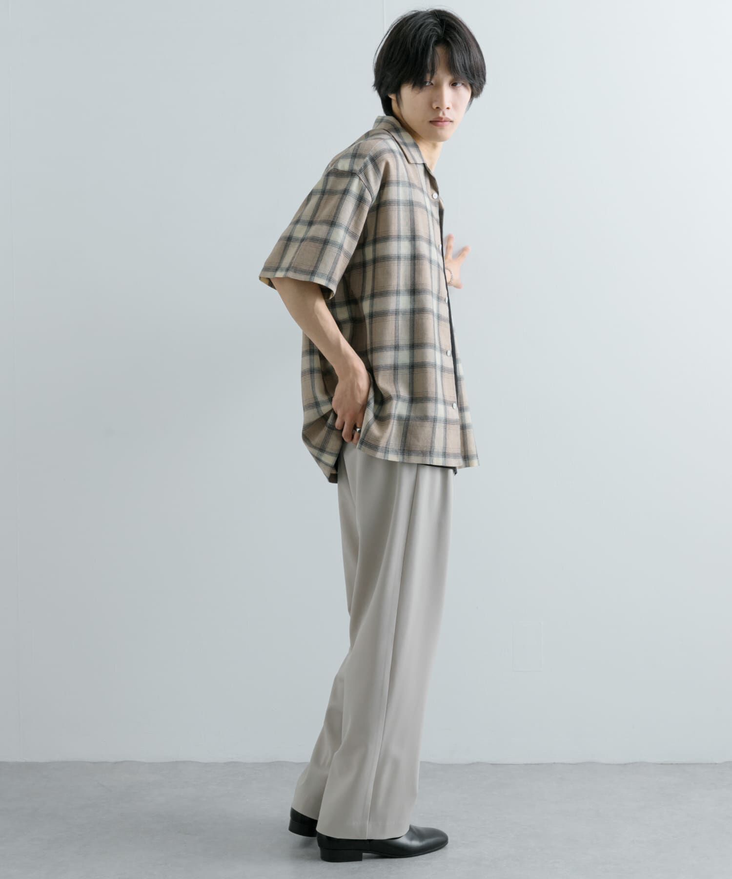 SENSE OF PLACE by URBAN RESEARCH「『Sサイズあり』『ユニセックス』オンブレチェックオープンカラーシャツ」|シャツ・ブラウス|