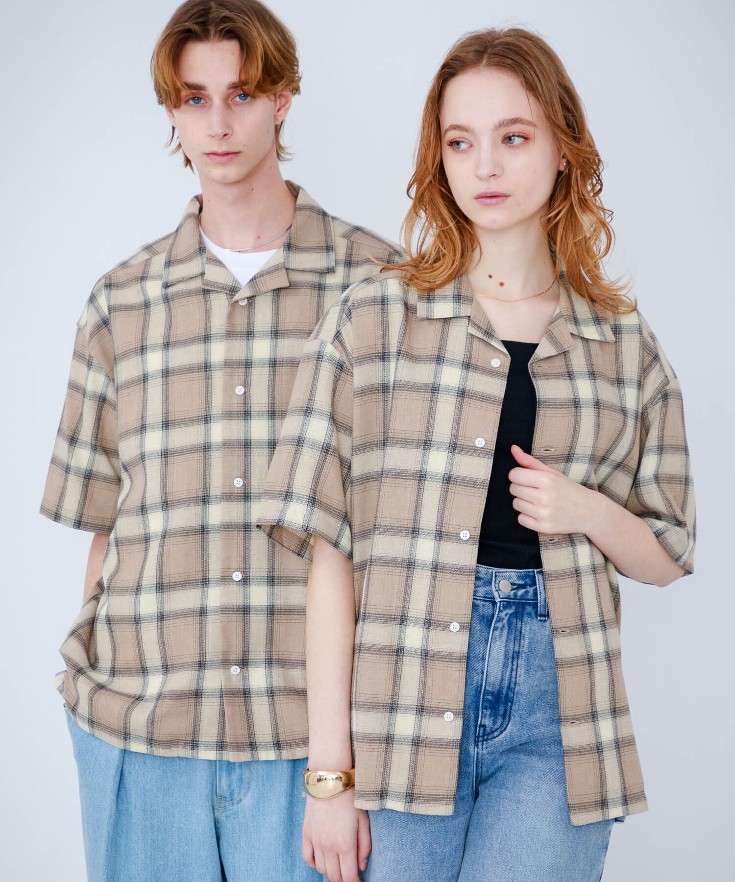 SENSE OF PLACE by URBAN RESEARCH「『Sサイズあり』『ユニセックス』オンブレチェックオープンカラーシャツ」|シャツ・ブラウス|
