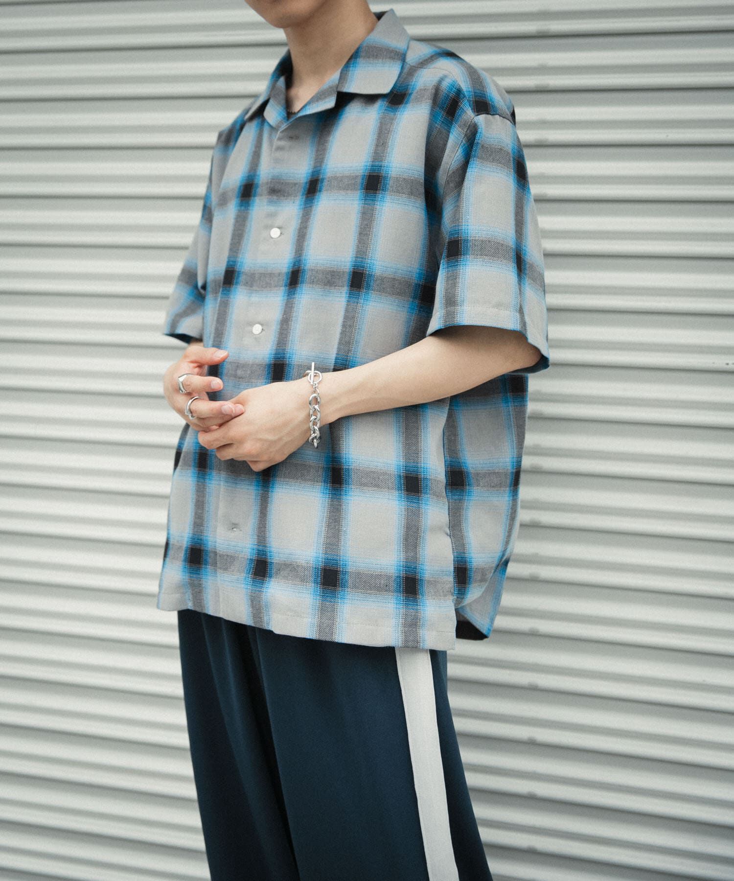 SENSE OF PLACE by URBAN RESEARCH「『Sサイズあり』『ユニセックス』オンブレチェックオープンカラーシャツ」|シャツ・ブラウス|