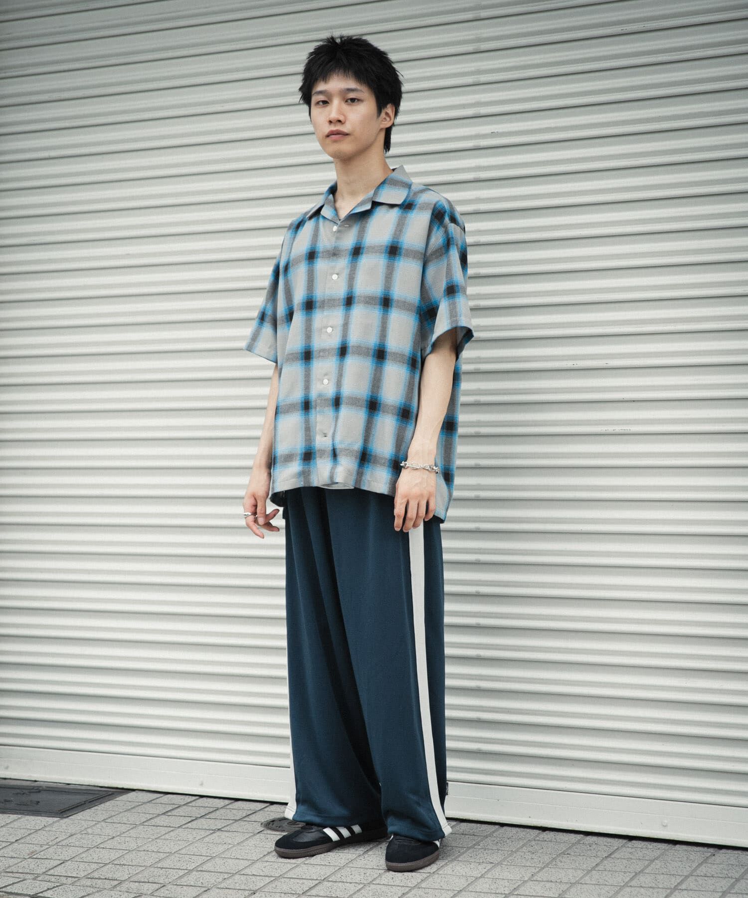 SENSE OF PLACE by URBAN RESEARCH「『Sサイズあり』『ユニセックス』オンブレチェックオープンカラーシャツ」|シャツ・ブラウス|