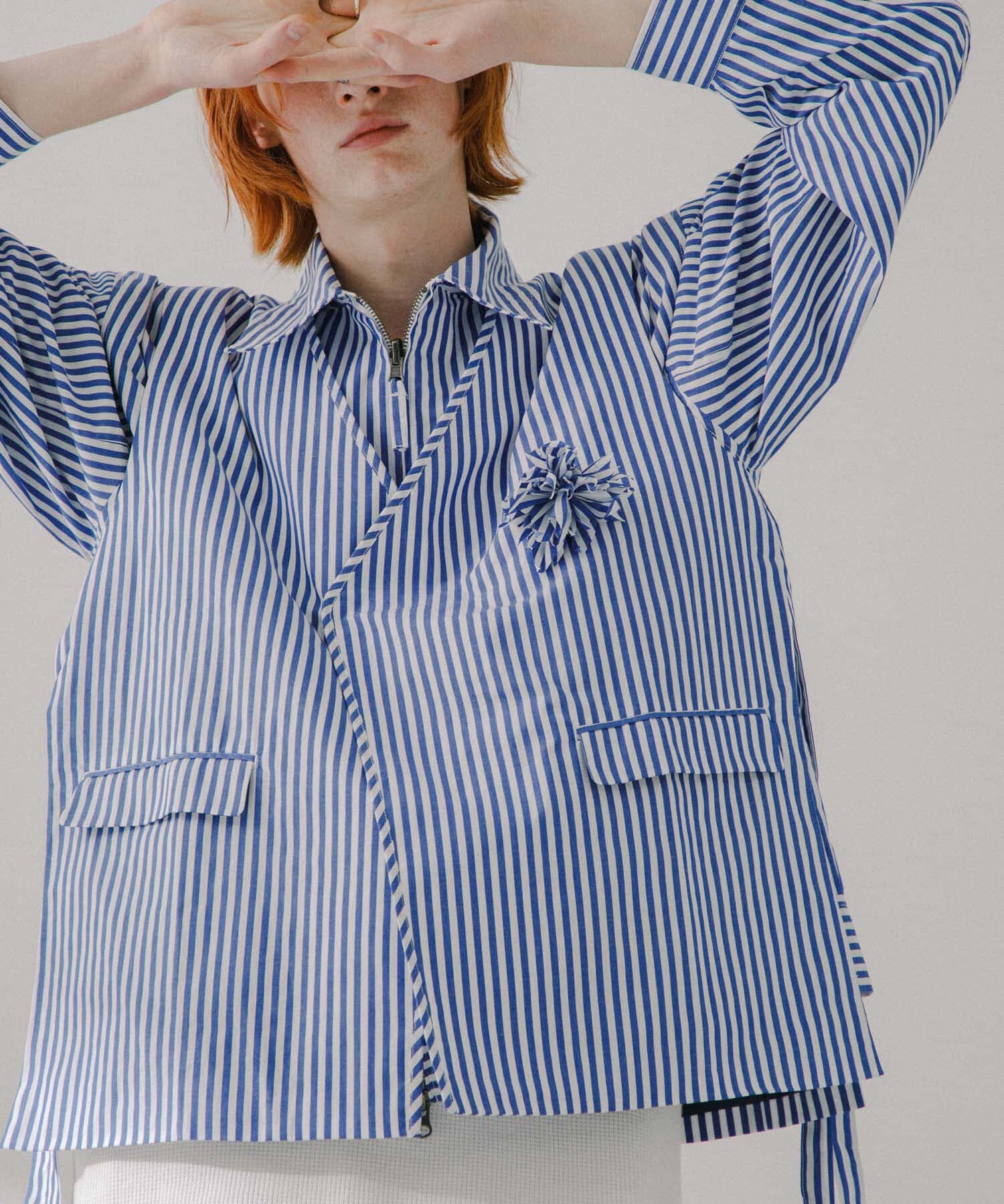 SENSE OF PLACE by URBAN RESEARCH「hxcyyd &times; SOP　ストライプフラワーコサージュシャツベスト(UNISEX)」|ベスト・ジレ|