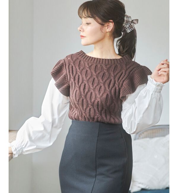 MAJESTICLEGON「2wayケーブルフリルニット」|ニット・セーター|