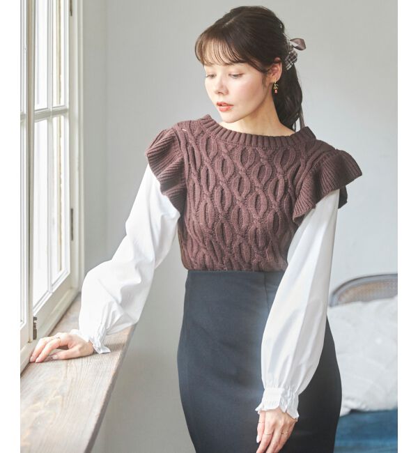 MAJESTICLEGON「2wayケーブルフリルニット」|ニット・セーター|