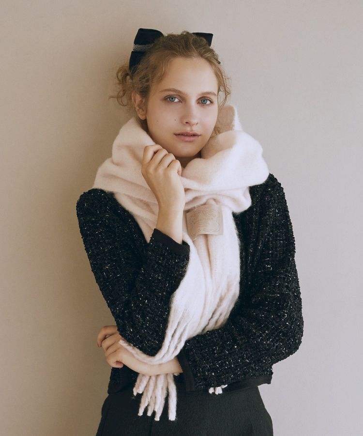 Maison de FLEUR「フリンジストール」|ストール|ライトピンク