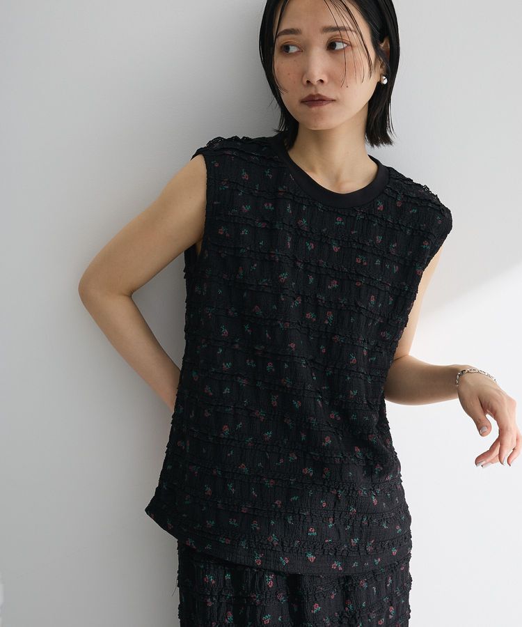 Green Parks「・SUGAR SPOON コバナレースフリルノースリーブ」|Tシャツ・カットソー|Black