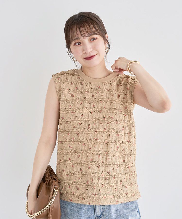 Green Parks「・SUGAR SPOON コバナレースフリルノースリーブ」|Tシャツ・カットソー|Beige