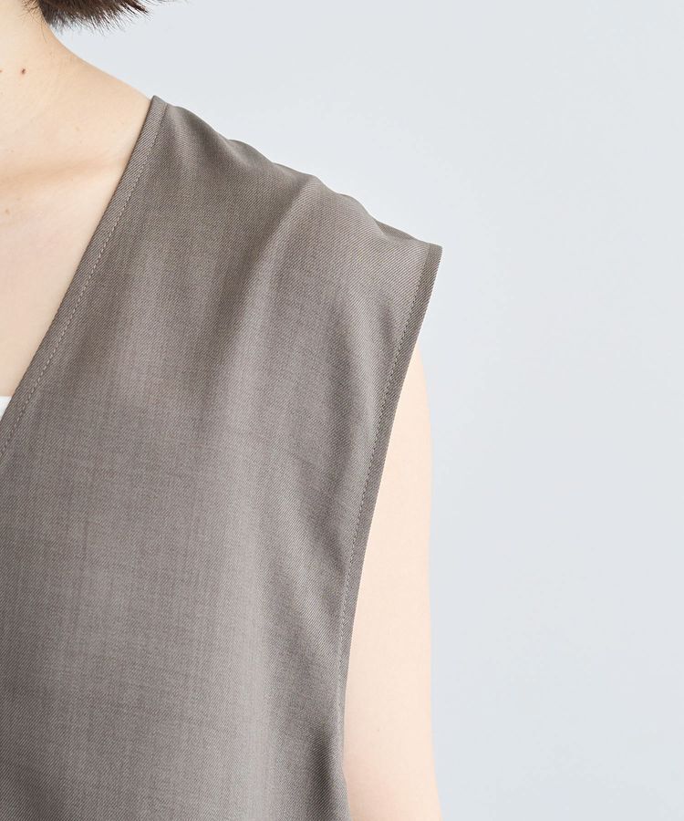 Green Parks「麻調ミディ丈ZIPベスト」|ベスト・ジレ|
