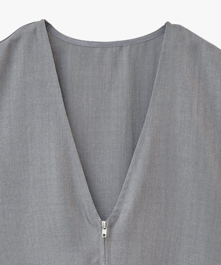 Green Parks「麻調ミディ丈ZIPベスト」|ベスト・ジレ|