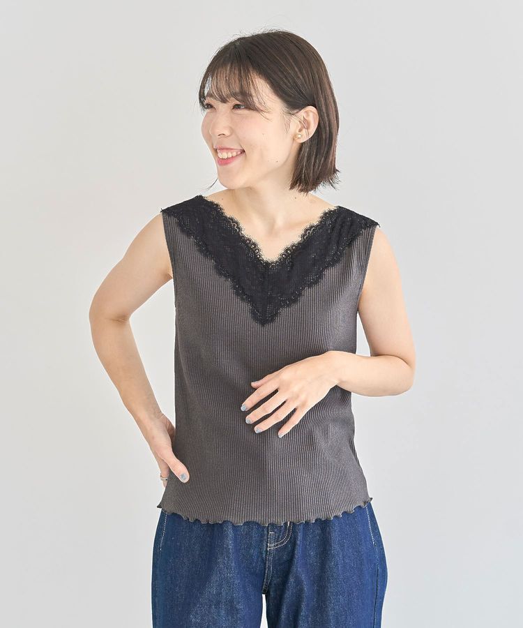 armonia「2WAY レースタンクトップ」|インナー|Charcoal Gray