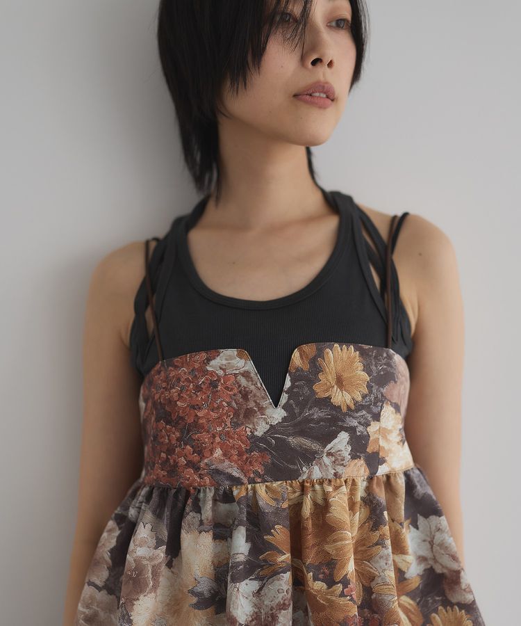 GARAGE OF GOOD CLOTHING「【日本製】ダークフラワープリントキャミビスチェ」|ベスト・ジレ|