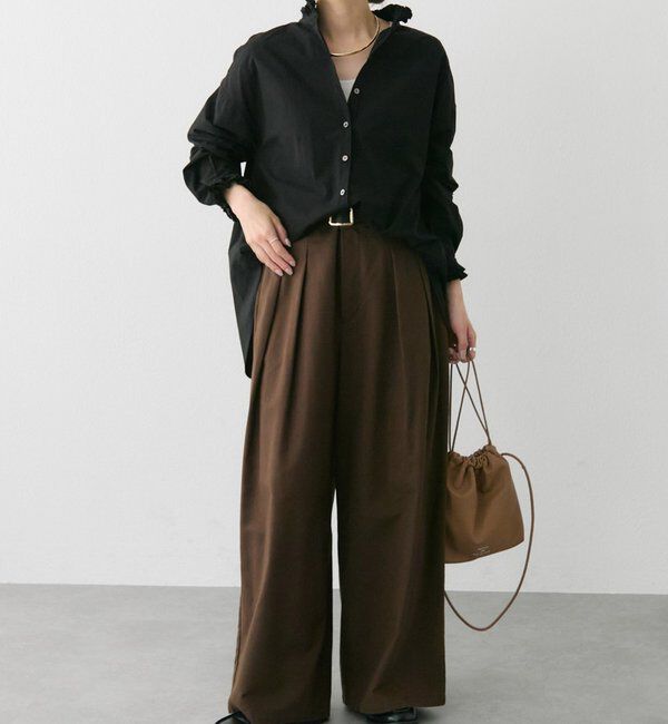  「コットンレーヨンツータックワイドパンツ」|その他|