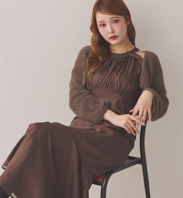  「【ボレロセット】アメスリロングワンピース」|ワンピース|ブラウン