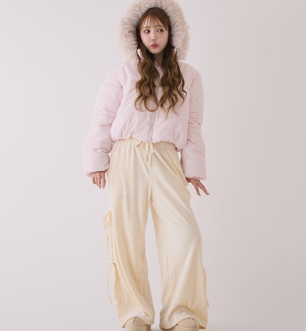  「ファー付きショートフェイクダウン」|ダッフルコート|