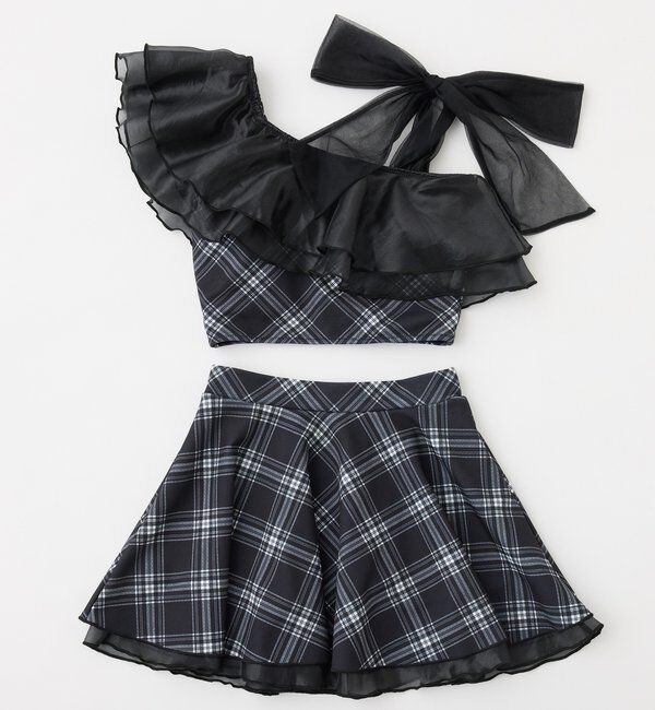  「swimwear/肩リボンワンショル+フレアミニスカート(3点セット)」|その他|