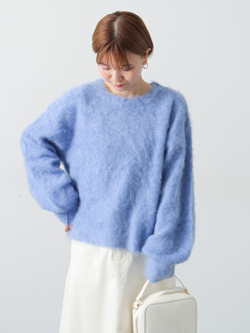 Lugnoncure「起毛クルーネックニット」|ニット・セーター|ブルー