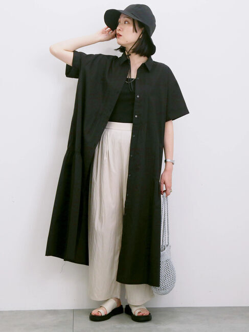 Samansa Mos2 blue「◎サイドギャザーシャツワンピース」|ワンピース|