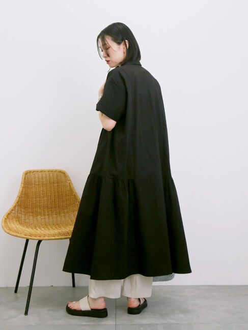 Samansa Mos2 blue「◎サイドギャザーシャツワンピース」|ワンピース|