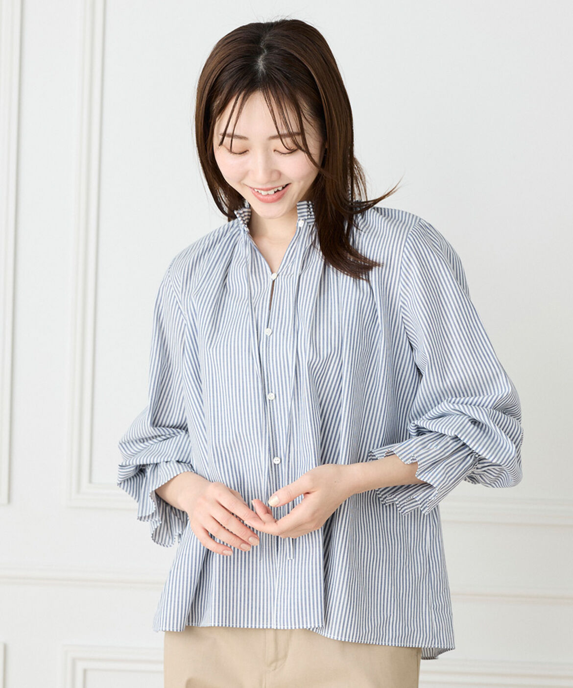 DAY by DAY it&rsquo;s international「ギャザーフリルブラウス」|シャツ・ブラウス|ストライプ1