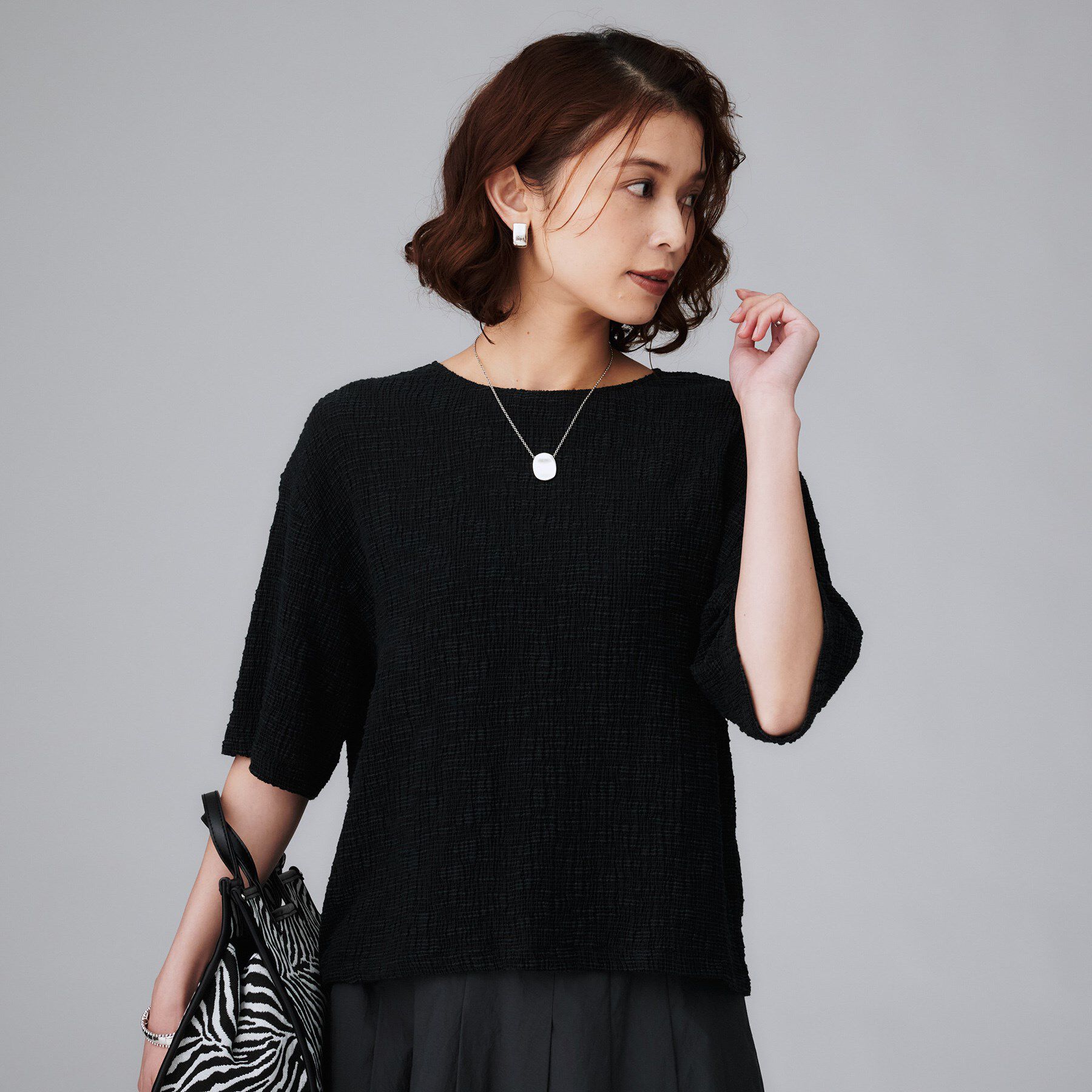 UNTITLED「【五分袖/ジャージトップス】スラブカールマイヤープルオーバー」|Tシャツ・カットソー|