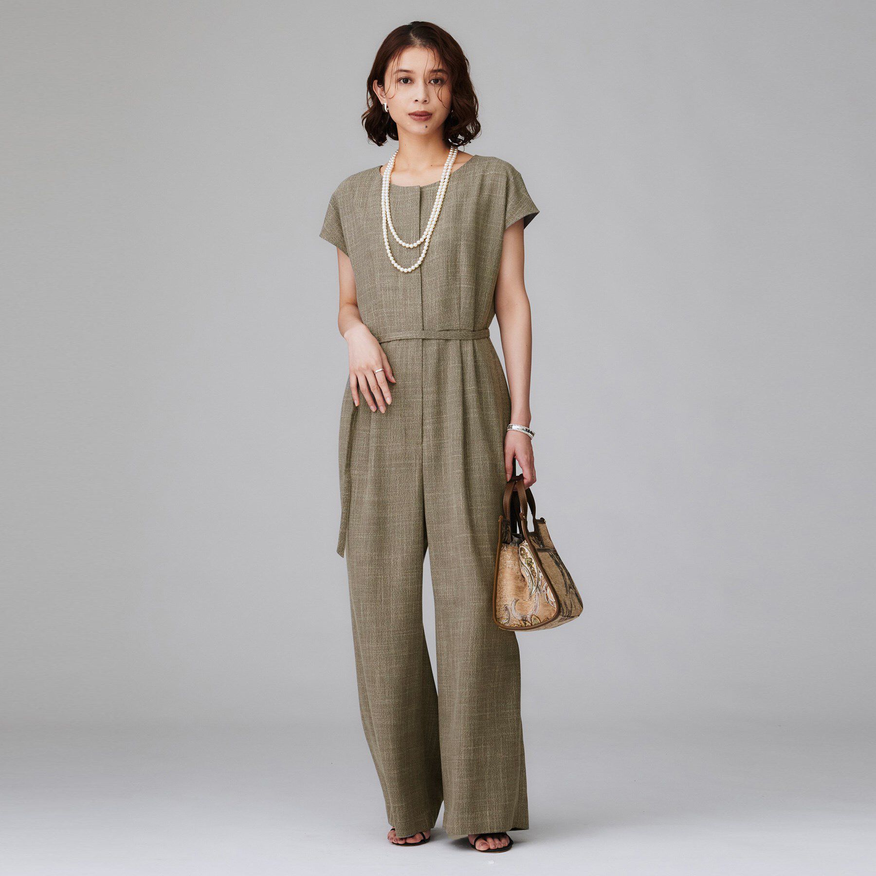 UNTITLED「【接触冷感/オールインワン/洗える】梳毛調合繊コンビネゾン」|オールインワン|