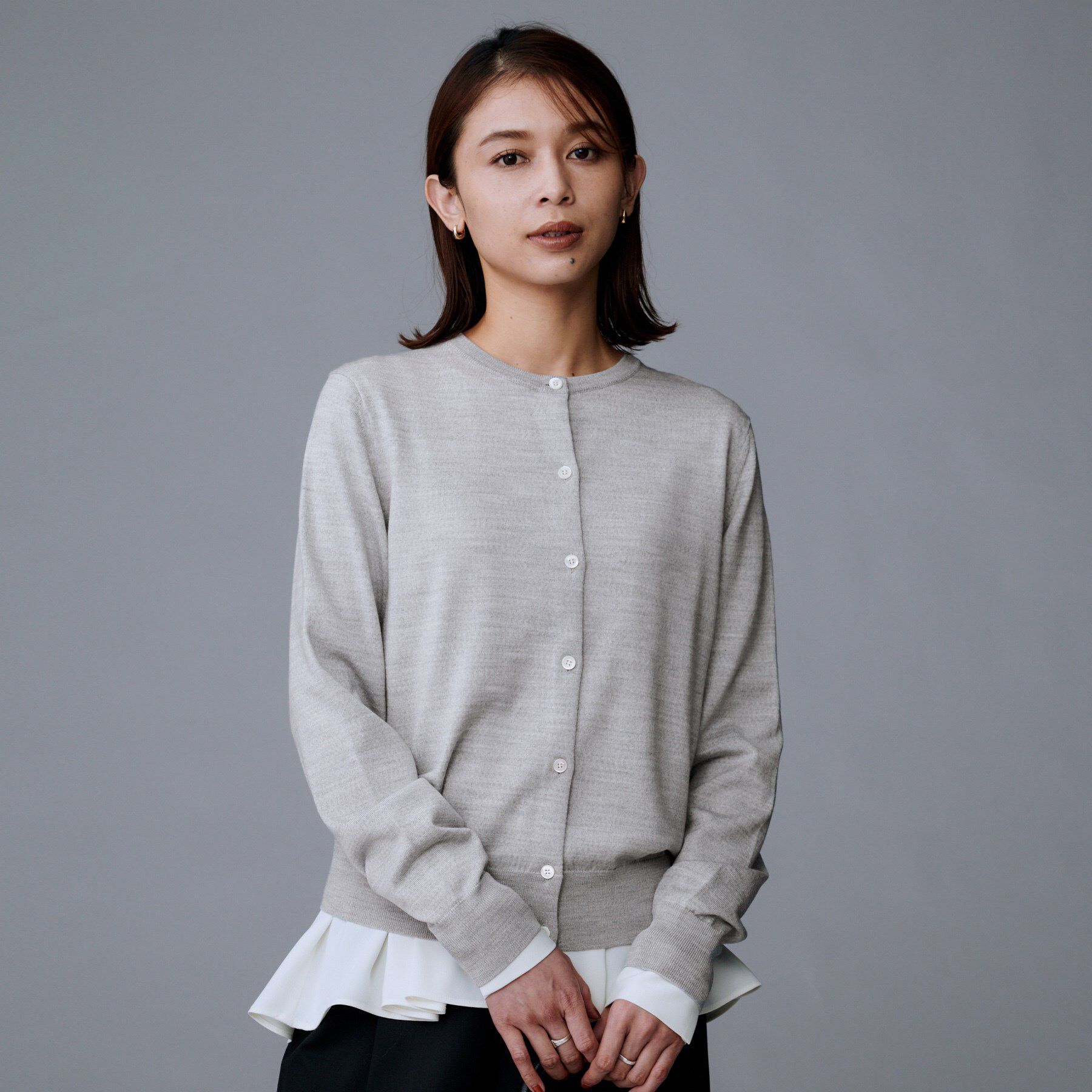 UNTITLED「【洗える/アンサンブル可/ウール100%】ウールクルーカーディガン」|カーディガン|