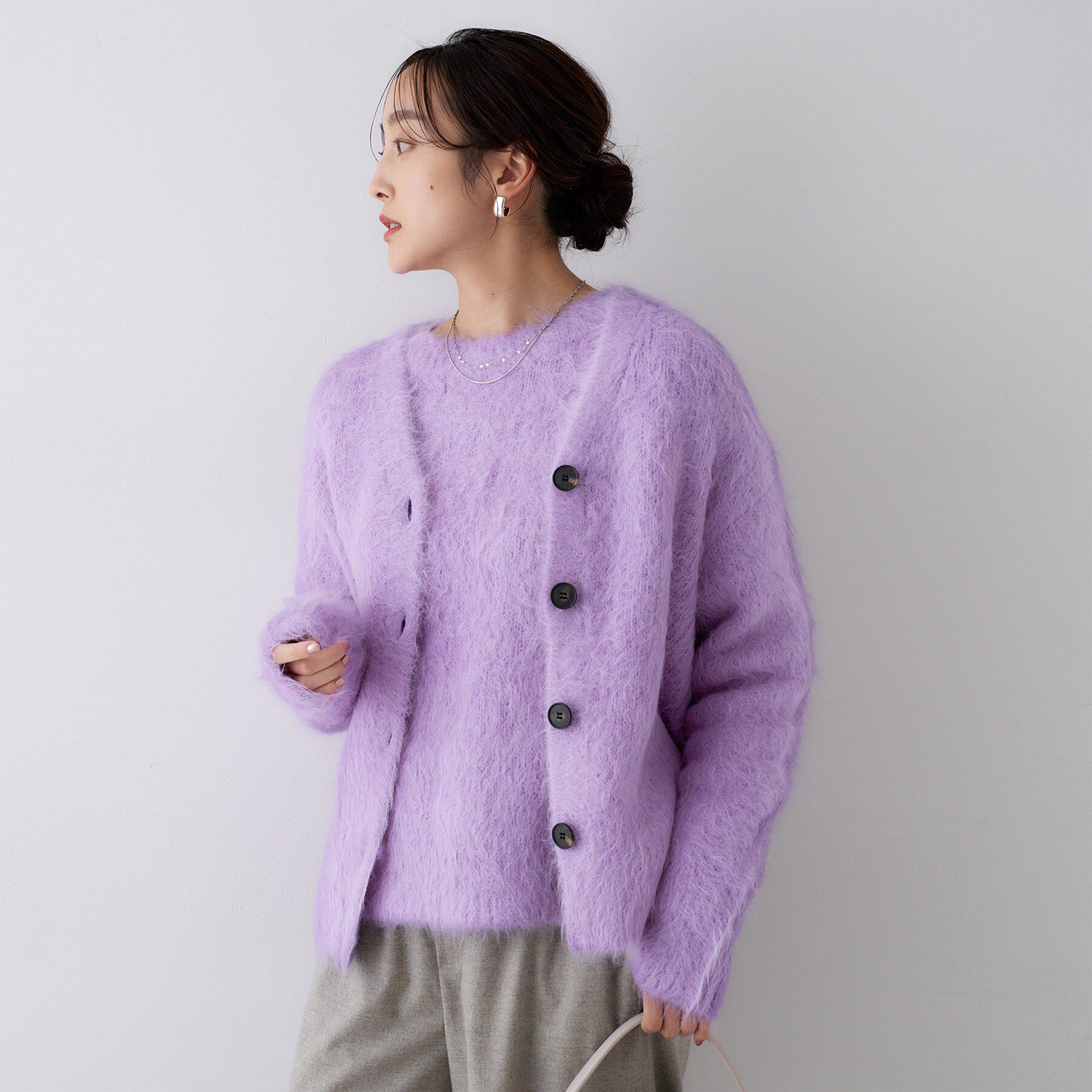 UNTITLED「【ゆったり】アルパカ混シャギー カーディガン」|カーディガン|