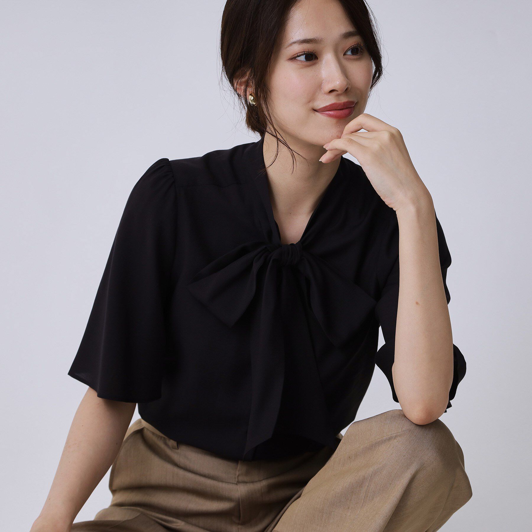 COUP DE CHANCE「【手洗い可／日本製】ボウタイブラウス」|シャツ・ブラウス|ブラック(019)