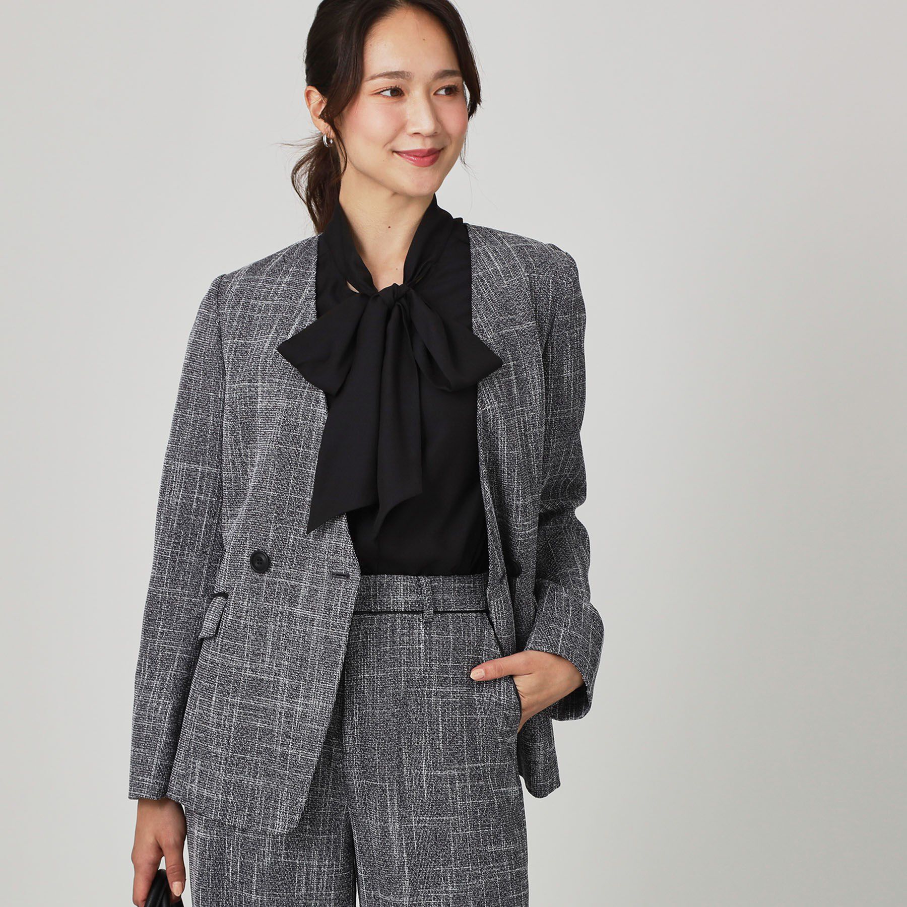 COUP DE CHANCE「【手洗い可／日本製／裏無し／セットアップ可】ツィード見えノーカラージャケット」|ノーカラージャケット|