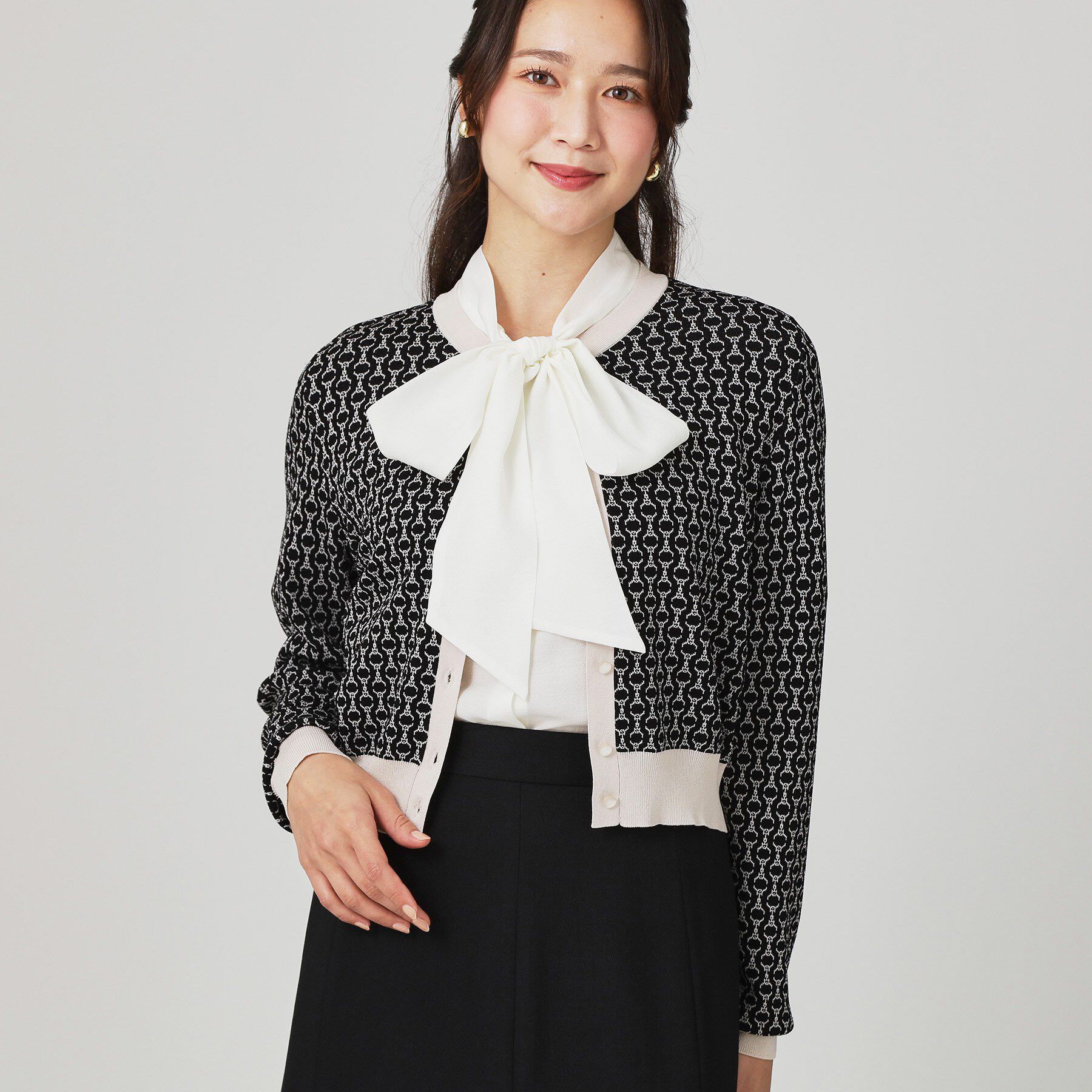 COUP DE CHANCE「【手洗い可】幾何柄風ジャカードカーディガン」|カーディガン|