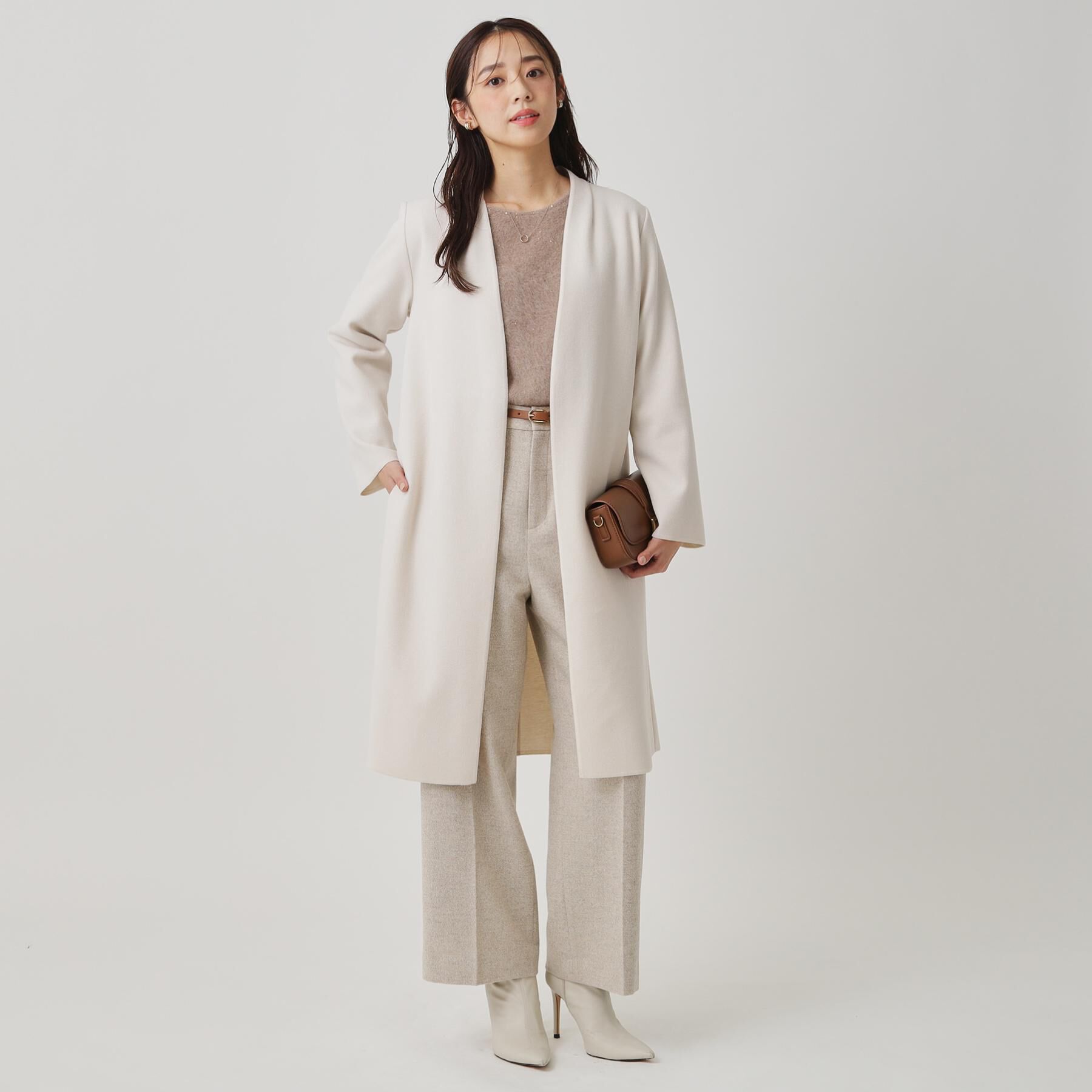 COUP DE CHANCE「【日本製／軽量】Iラインシルエットのコーディガン」|ノーカラーコート|