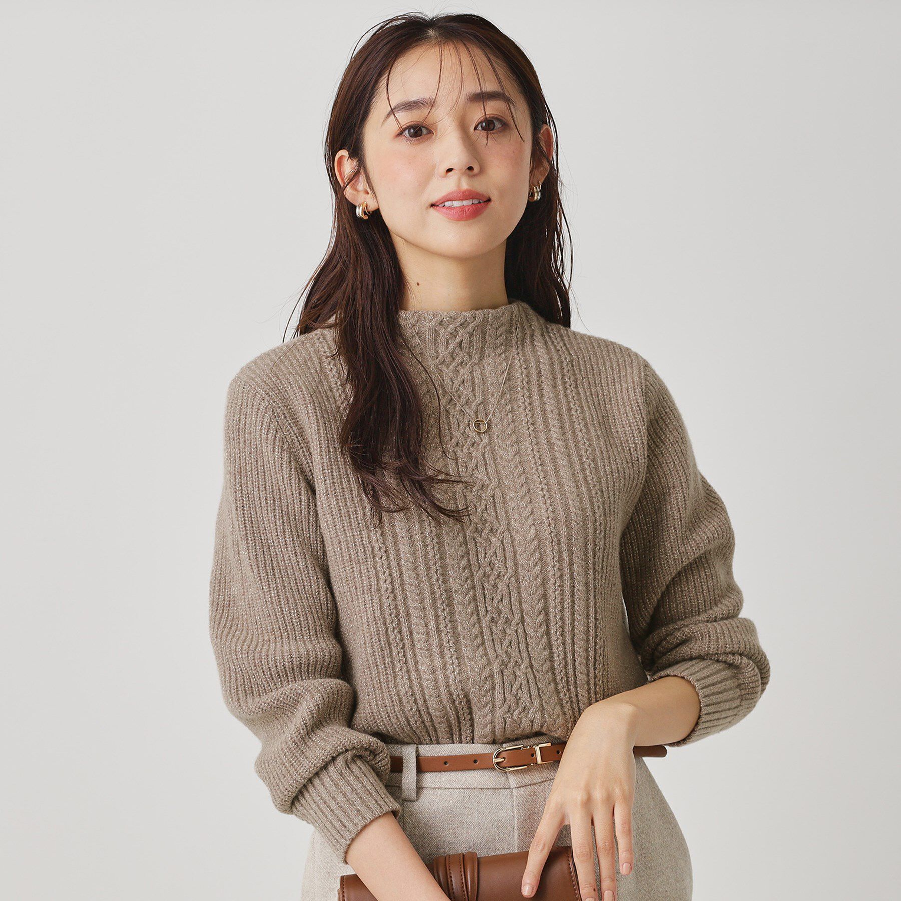 COUP DE CHANCE「【手洗い可／日本製】ケーブルデザインのニットトップス」|ニット・セーター|