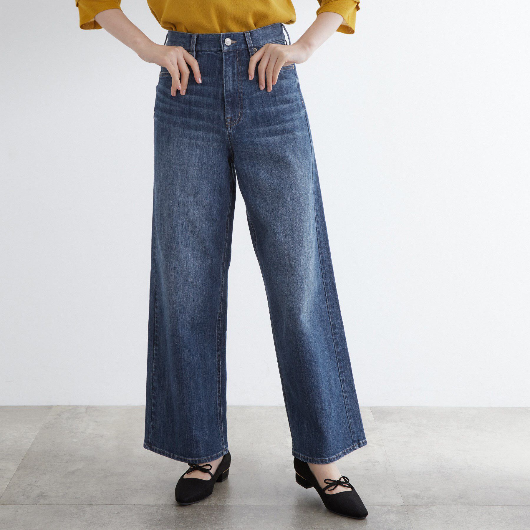 grove「【美シルエット/選べる着丈】大人のためのバギーデニム」|デニム|ミッドブルー(093