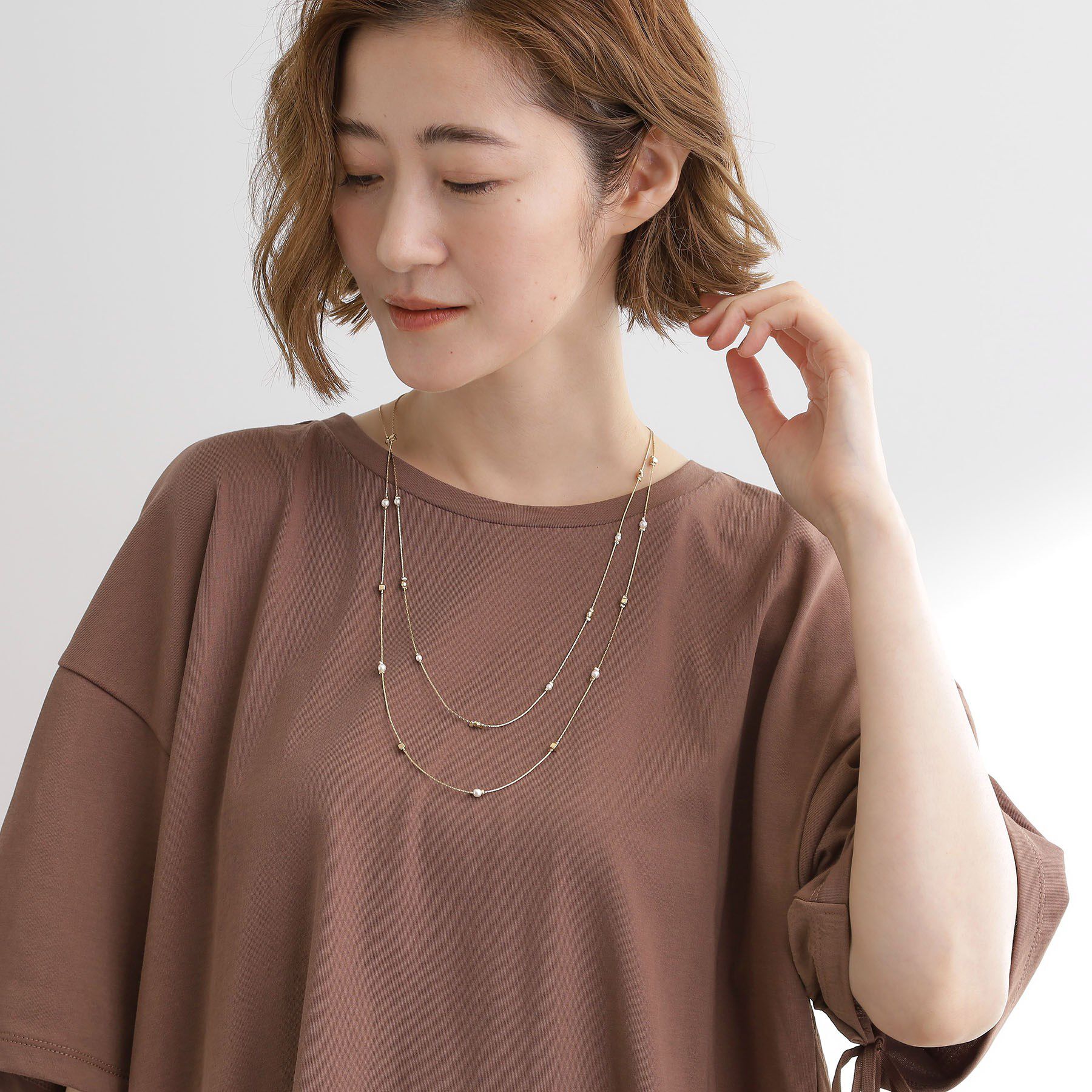 grove「飛ばしメタルパール調ネックレス」|ネックレス|