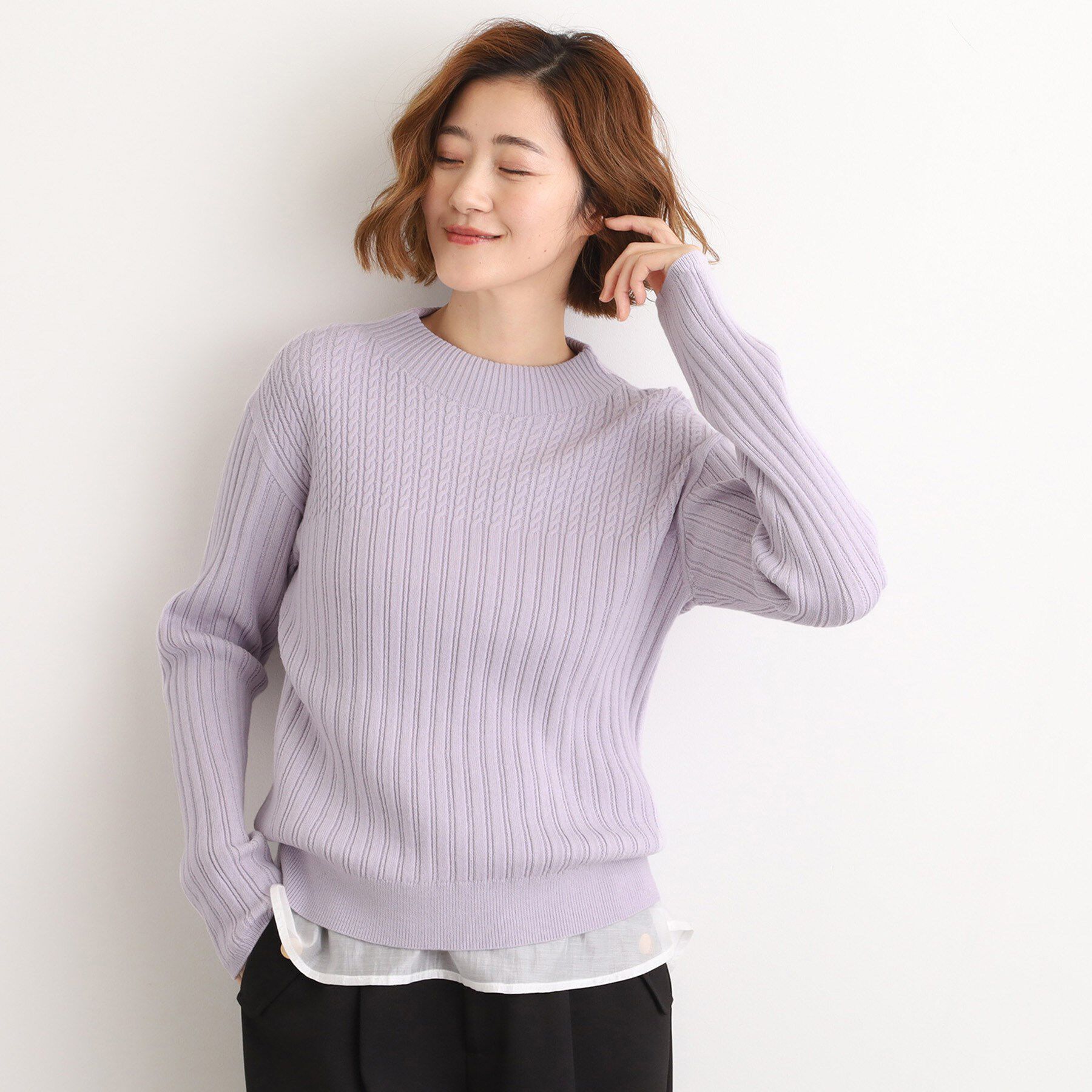 grove「【毛玉軽減／洗える】ミニケーブルニット」|ニット・セーター|