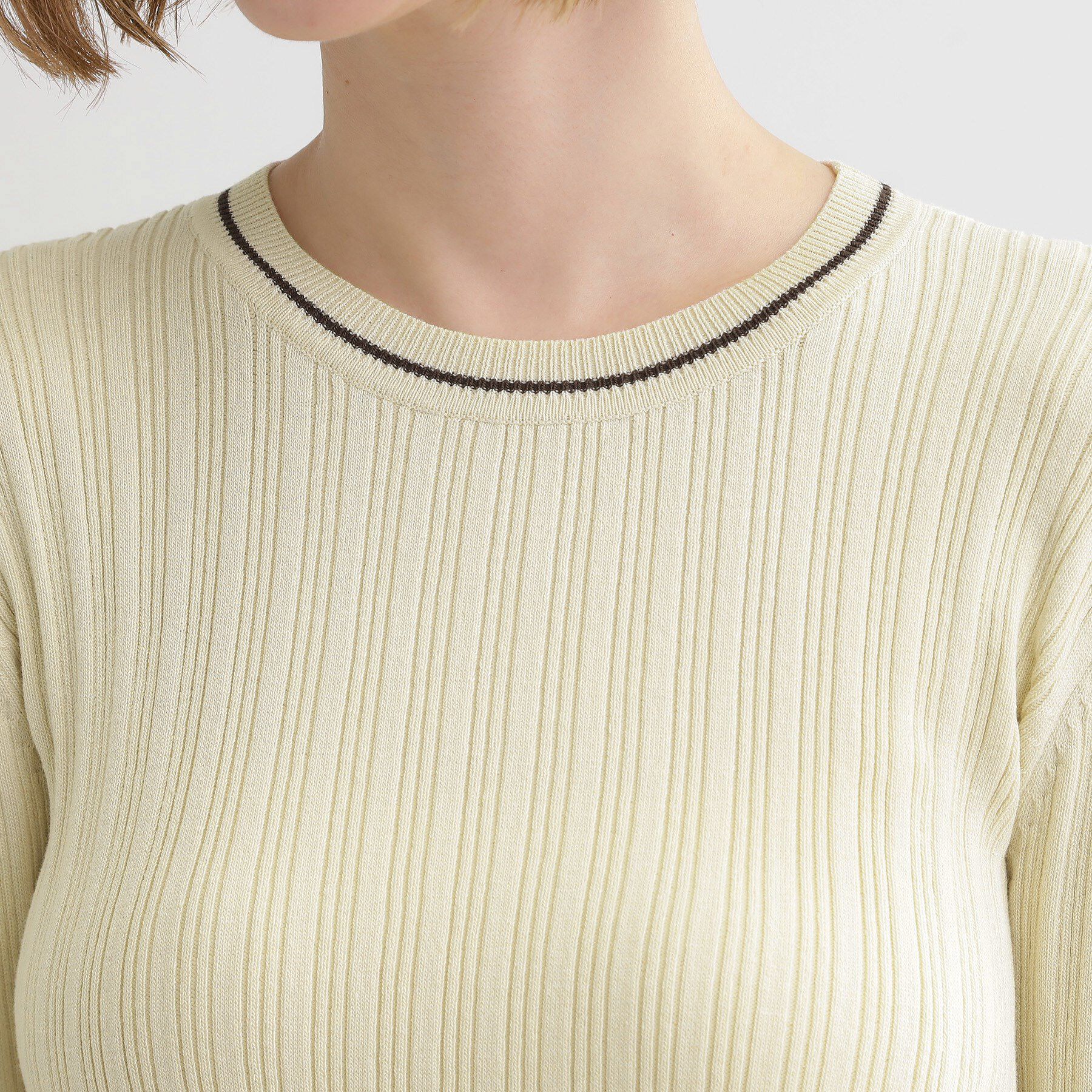 grove「【毛玉軽減】配色ラインランダムリブニット」|ニット・セーター|