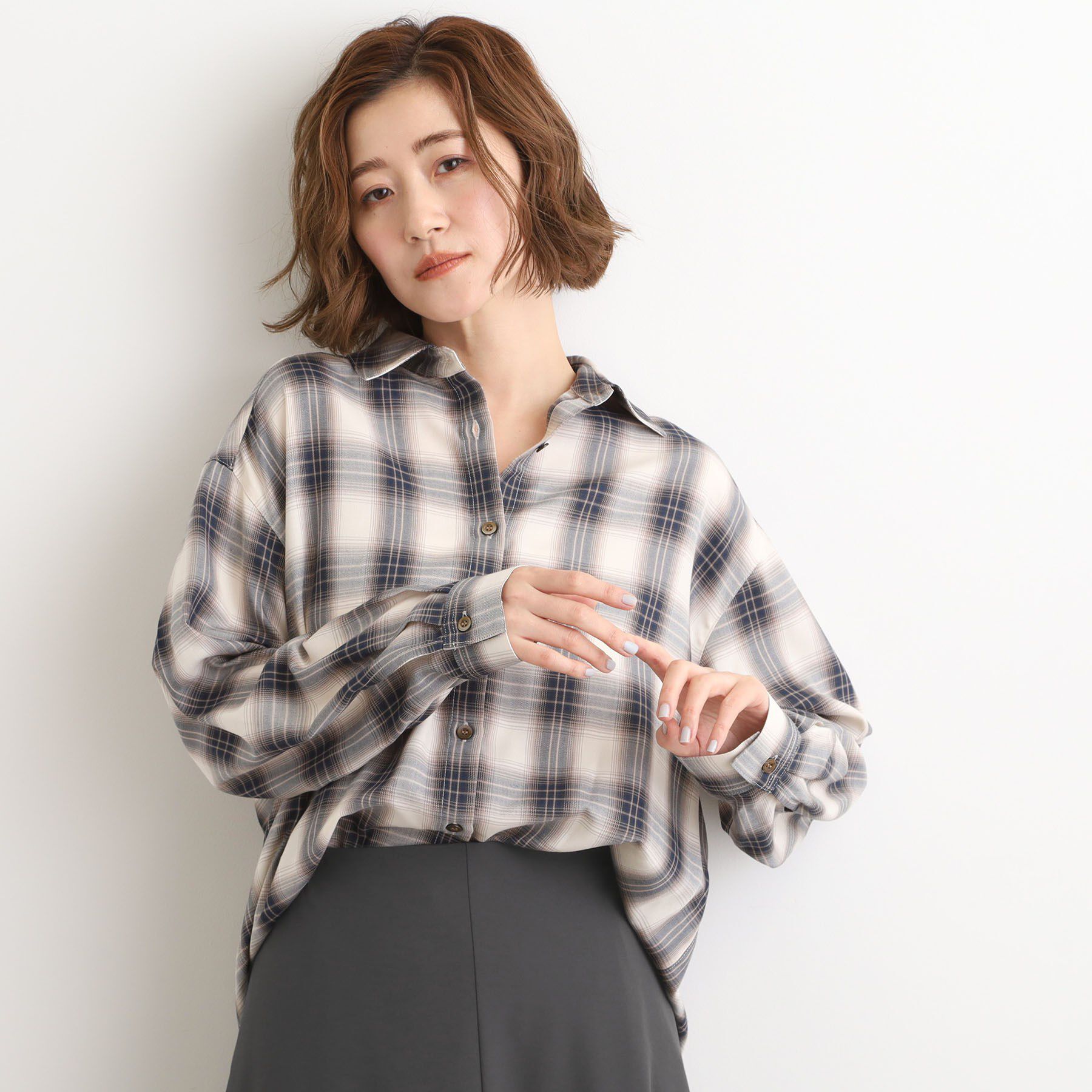 grove「今の季節にちょうどいい　オンブレーチェックシャツ」|シャツ・ブラウス|