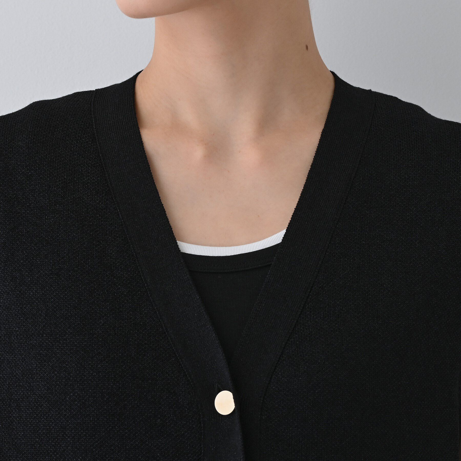 INDIVI「【コットンペーパー素材】ニットジレカーディガン」|ベスト・ジレ|