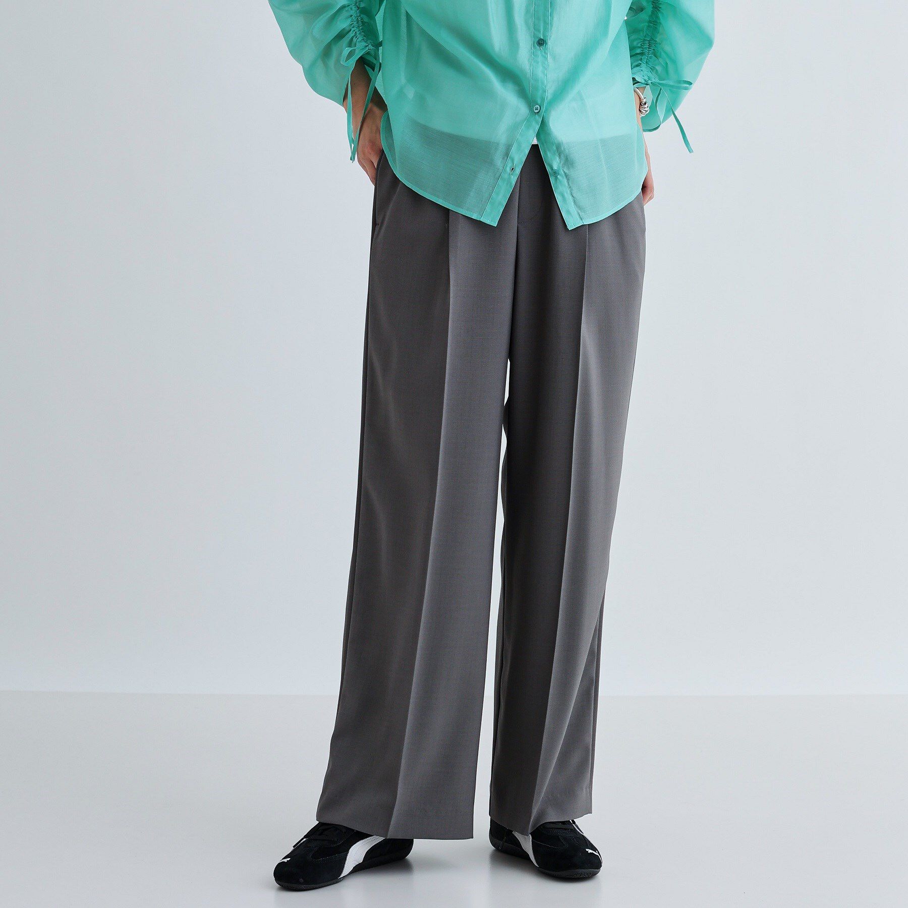 GALLEST「【セットアップ対応】イージーストレートワイドパンツ【カセット服／オケージョン／通勤】」|その他|チャコールグレー(0