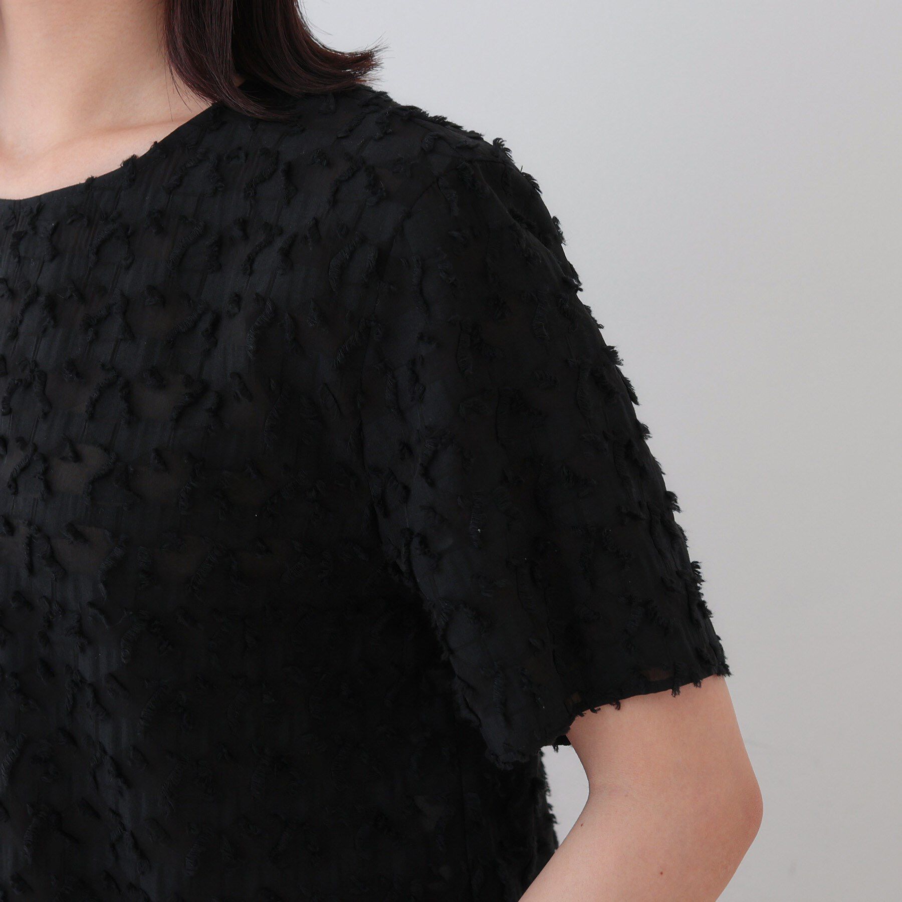 INDIVI「【日本製／コットン混】ジャカードブラウス」|シャツ・ブラウス|