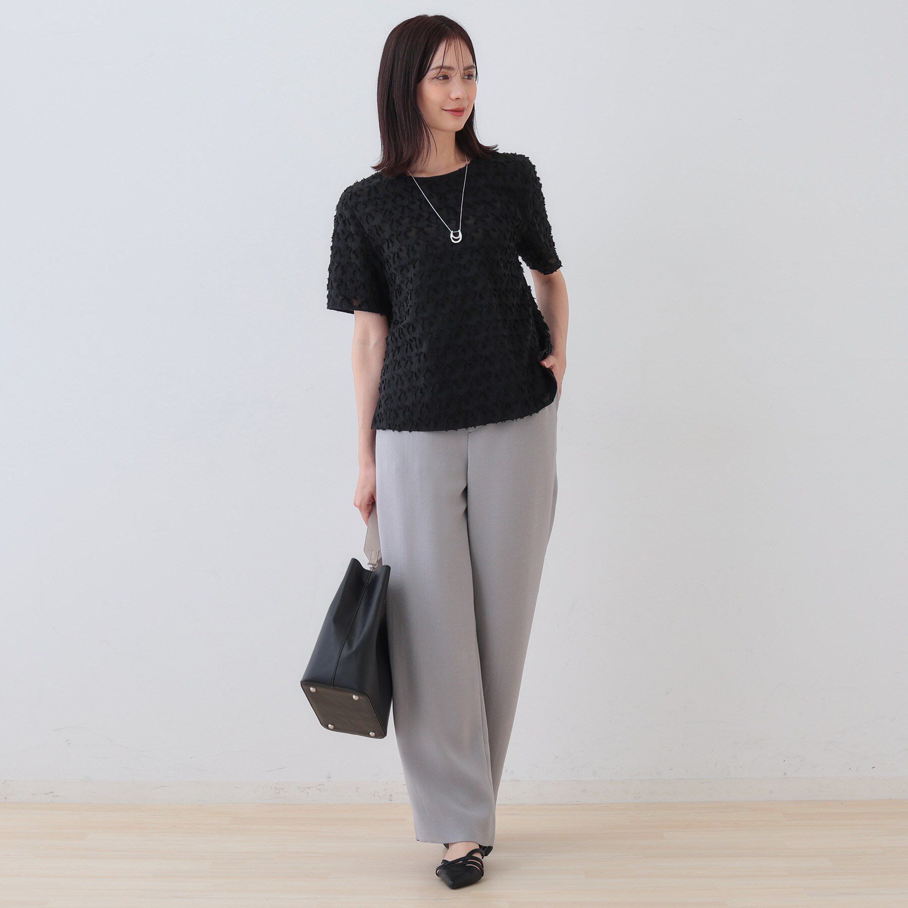 INDIVI「【日本製／コットン混】ジャカードブラウス」|シャツ・ブラウス|