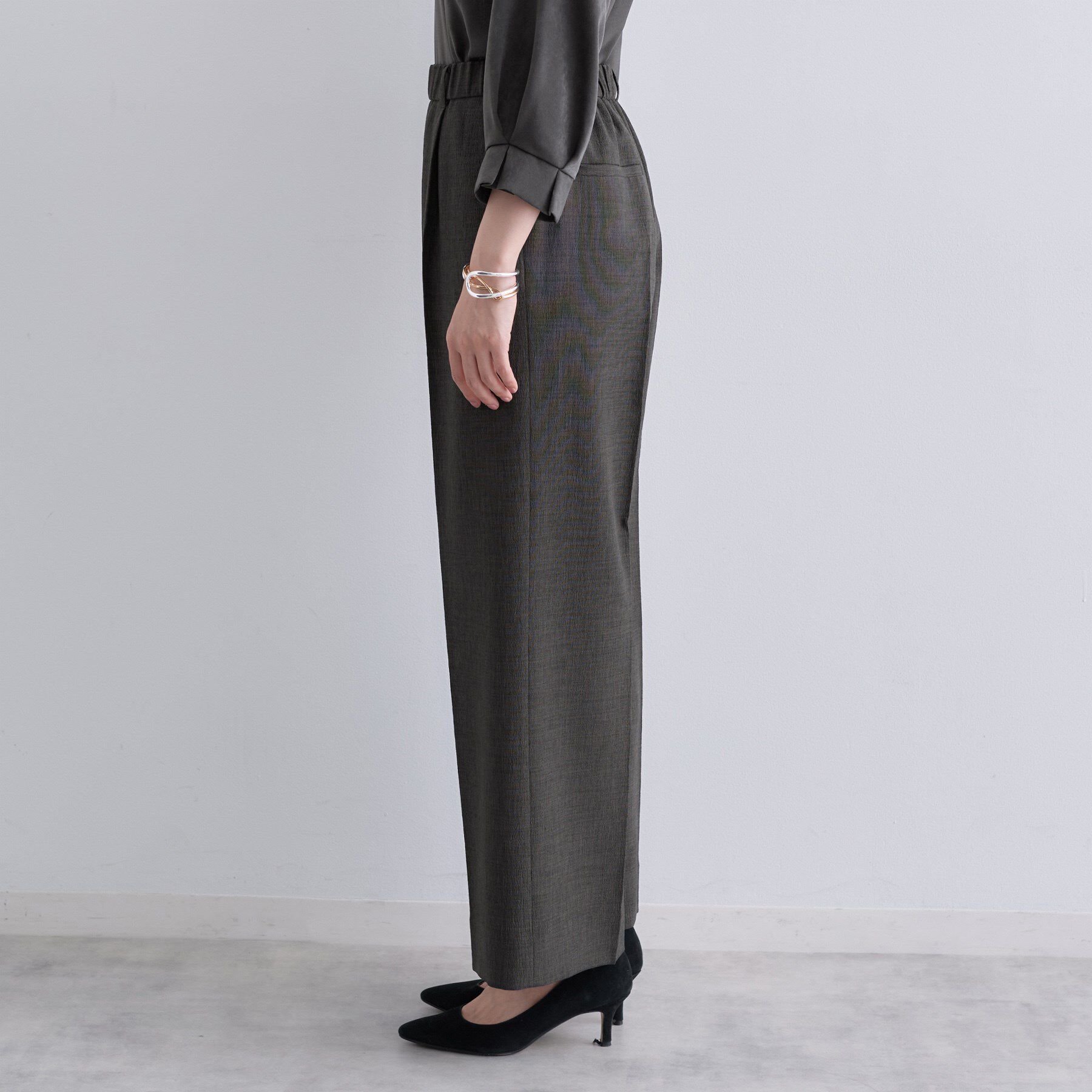 INDIVI「【洗える／セットアップ可能】凹凸ストレッチ素材ストレートパンツ」|その他|