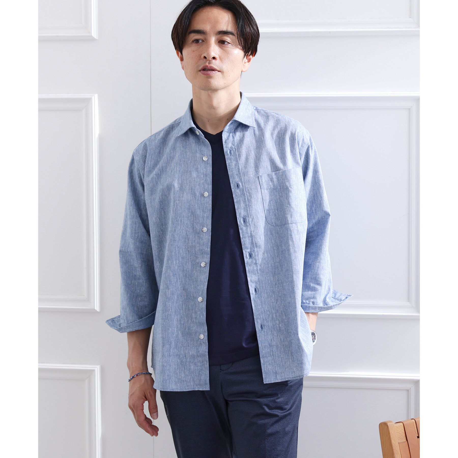 TAKEO KIKUCHI「ハイブリッド リネン 7分袖 シャツ」|シャツ・ブラウス|