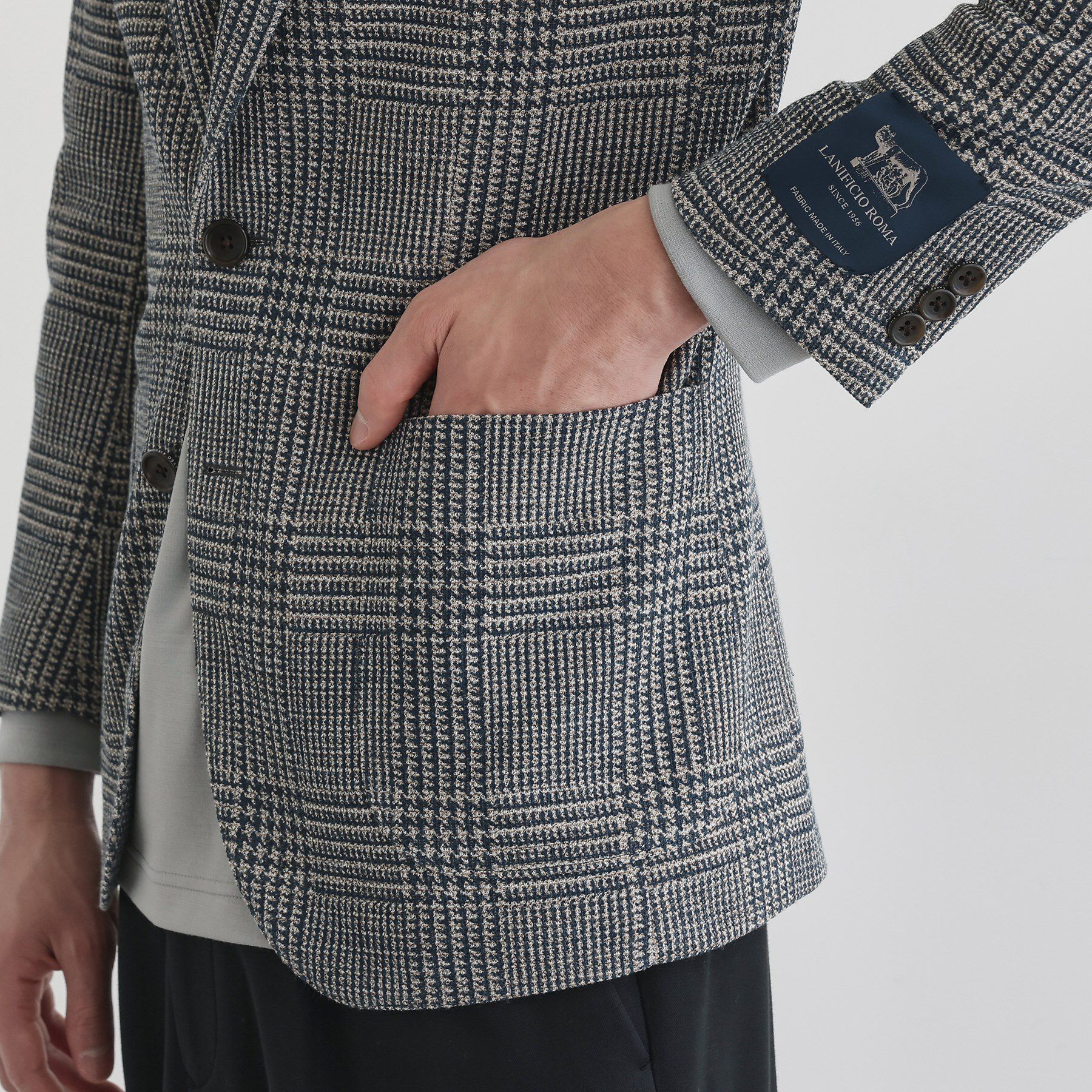 TAKEO KIKUCHI「グレンチェックプリント ジャージ ジャケット」|テーラードジャケット|