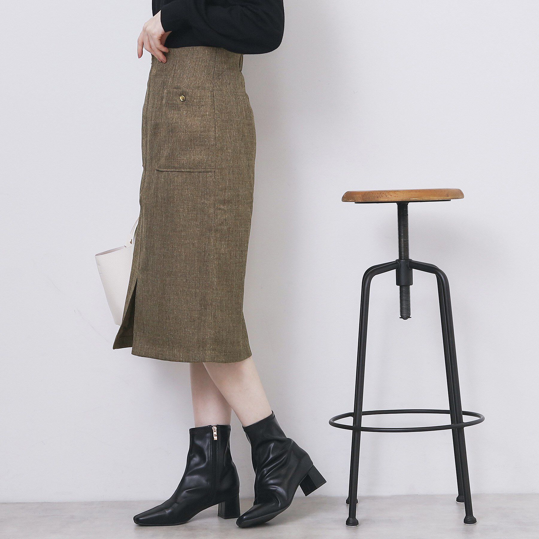 index「ツイード調フロントジップタイトスカート【洗濯機OK/防シワ】」|スカート|