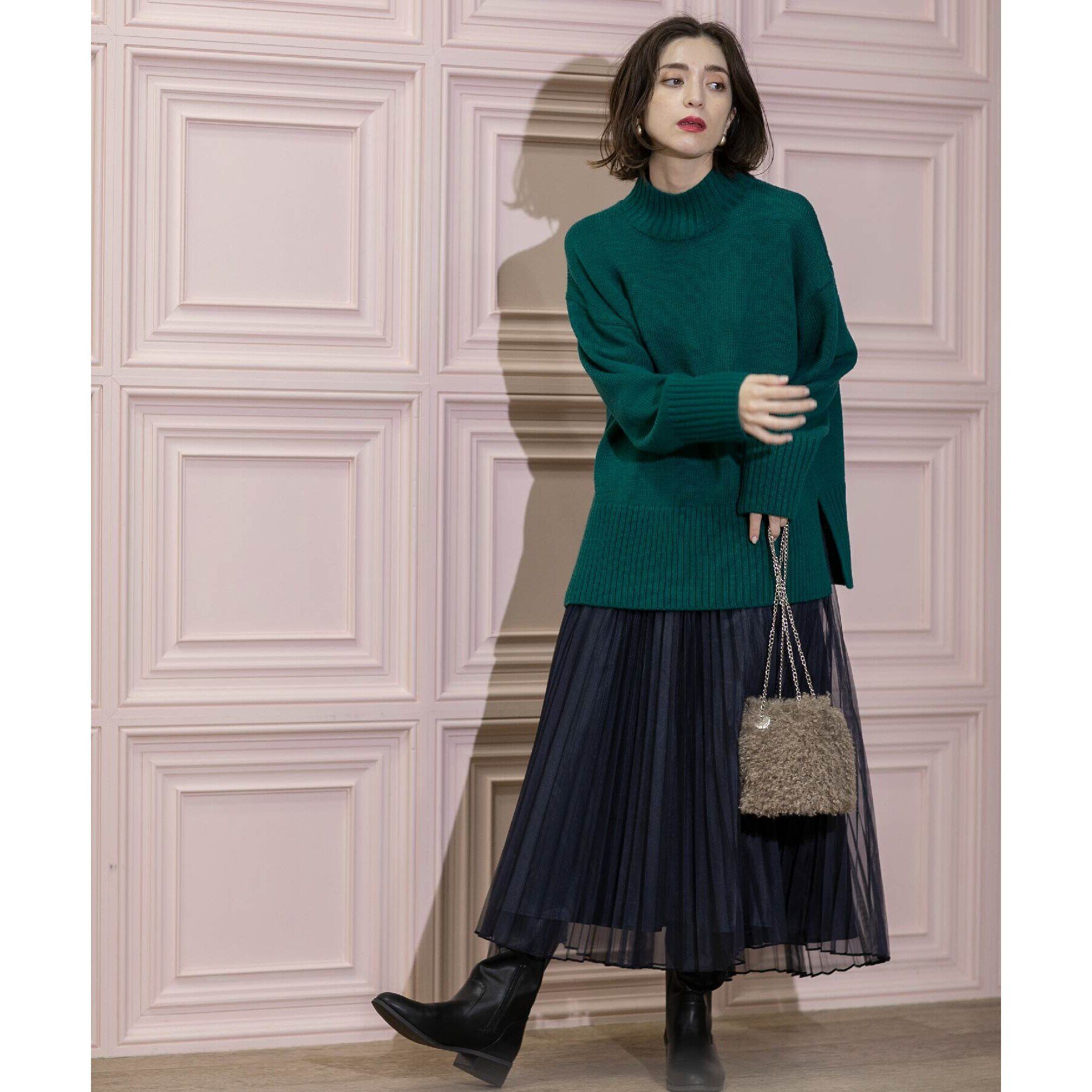 OPAQUE.CLIP「《通勤対応》チュールプリーツフレアスカート【洗濯機洗い可】」|スカート|